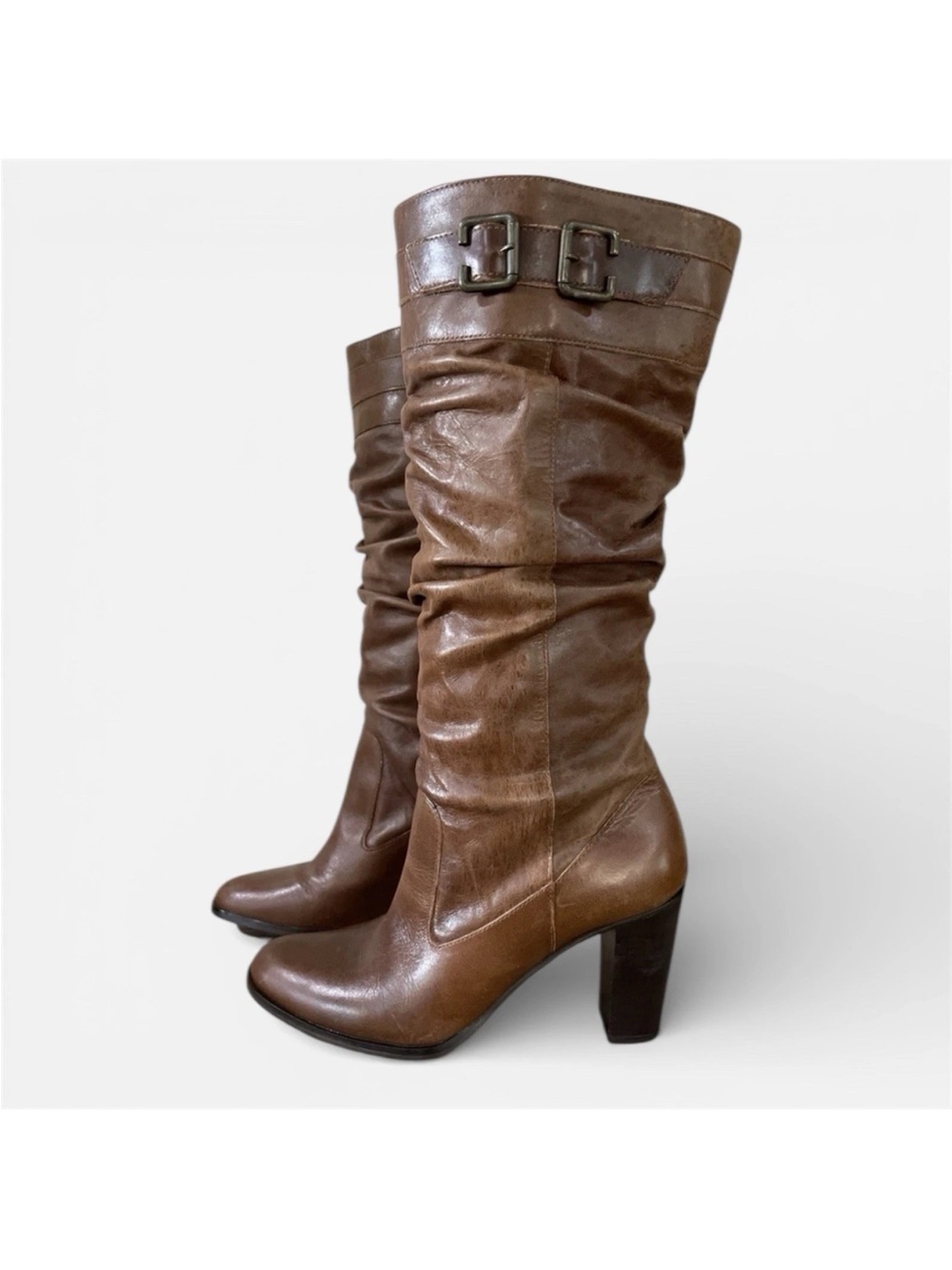 Matisse Brown Leather Boots Pull On Slouchy Knee-High Casual Brazil 8 “Penny”